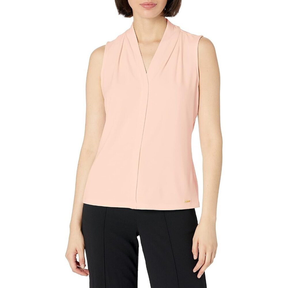 Women's Textured Knit Top Short Sleeve Blush X-Large Casual Workwear